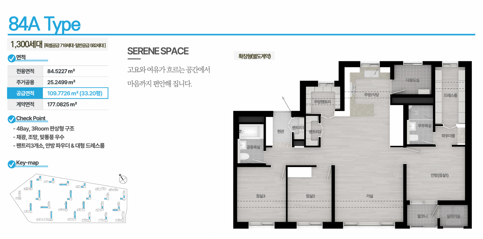 운정 아이파크 포레스트 84㎡ A 평면도